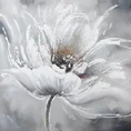 Obraz BLOOM 1 ręcznie malowany na płótnie kwiat z elementami złotego brokatu - 80 x 80 cm - biały 1