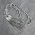Dekoracyjny sznur IZA do upięć z chwostem z kryształem, styl glamour - 74 x 35 cm - srebrny 1