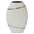 Wazon ceramiczny o nowoczesnym kształcie biało-srebrny - 21 x 9 x 32 cm - biały 1
