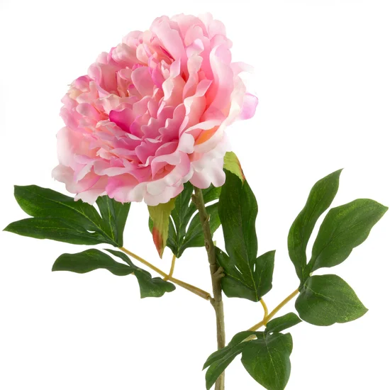 PIWONIA kwiat sztuczny dekoracyjny z płatkami z jedwabistej tkaniny - ∅ 18 x 78 cm - różowy