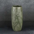 Wazon  ceramiczny DARA z wytłaczanym wzorem liści - ∅ 14 x 30 cm - turkusowy 1