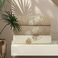 Zestaw upominkowy ACELIA 3 szt ręczników z haftem z motywem kwiatowym w kartonowym opakowaniu na prezent - 56 x 36 x 7 cm - kremowy 3