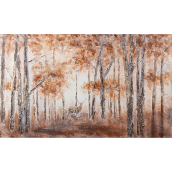 Obraz  BACKWOODS ręcznie malowany na płótnie jesienny pejzaż leśny - 100 x 60 cm - brązowy