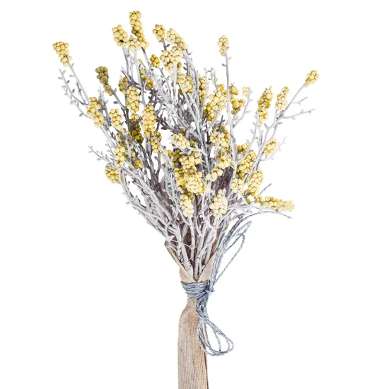 TRAWA OZDOBNA bukiet mały, kwiat sztuczny dekoracyjny - 34 cm - jasnożółty
