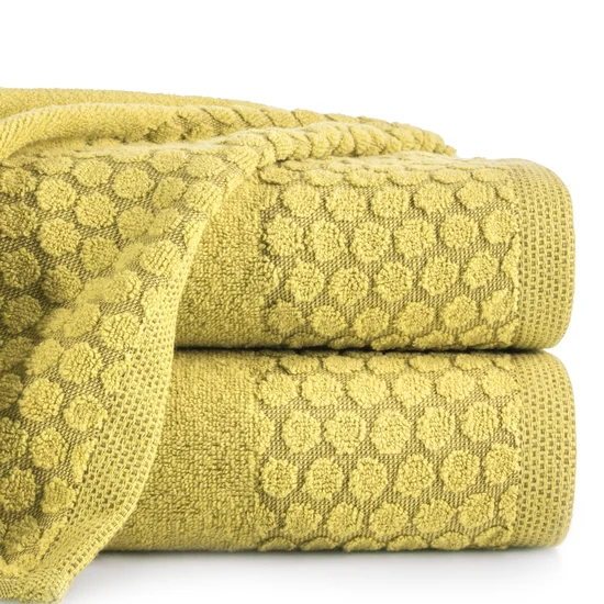 Ręcznik z bordiurą w groszki - 50 x 90 cm - żółty