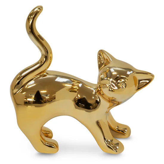 Kot - figurka ceramiczna złota - 17 x 8 x 19 cm - złoty
