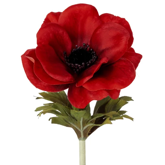 ANEMON kwiat sztuczny dekoracyjny z płatkami z jedwabistej tkaniny - 53 cm - czerwony