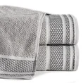 Ręcznik bawełniany SUZANA o ryżowej strukturze z żakardową bordiurą - 70 x 140 cm - srebrny 1