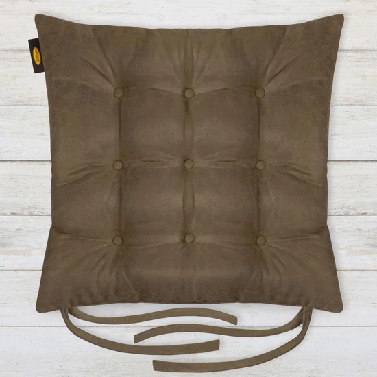 ADORE dwustronna welurowa poduszka siedziskowa na krzesło z dziewięcioma pikowaniami, gramatura 195 g/m2 - 40 x 40 x 6 cm - brązowy
