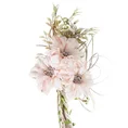 Bukiet kwiatów sztucznych z płatkami z jedwabistej tkaniny - dł. 30 cm dł. kwiat 13 cm - kremowy 1