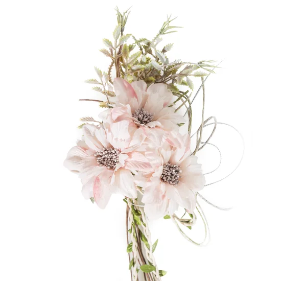 Bukiet kwiatów sztucznych z płatkami z jedwabistej tkaniny - dł. 30 cm dł. kwiat 13 cm - kremowy