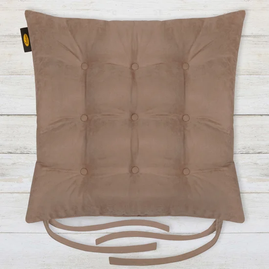 ADORE dwustronna welurowa poduszka siedziskowa na krzesło z dziewięcioma pikowaniami, gramatura 195 g/m2 - 40 x 40 x 6 cm - brązowy