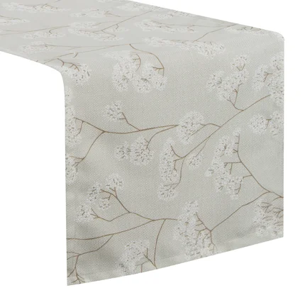 Bieżnik FLORE 4 z tkaniny strukturalnej z nadrukiem delikatnych gałązek Bieżnik FLORE 4 z tkaniny strukturalnej z nadrukiem delikatnych gałązek - 40 x 180 cm