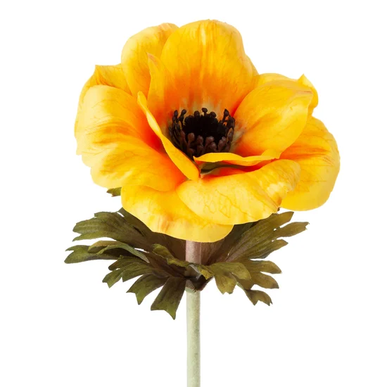 ANEMON kwiat sztuczny dekoracyjny z płatkami z jedwabistej tkaniny - 53 cm - żółty