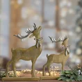 Figurka świąteczna drewniany JELEŃ ze srebrnymi rogami i kokardką - 21 x 7 x 33 cm - jasnobrązowy 2