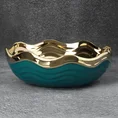 Misa ceramiczna o falującym kształcie turkusowo-złota - ∅ 24 x 24 cm - turkusowy 1