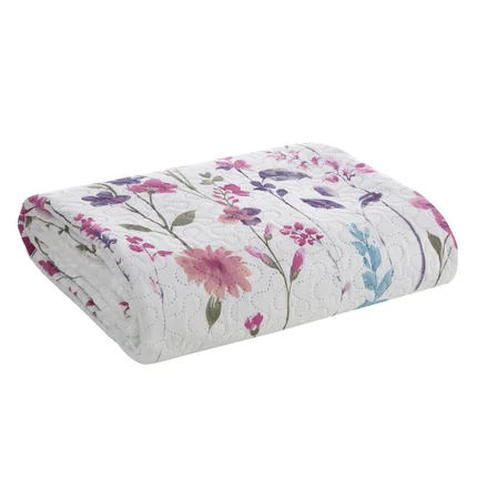 DESIGN 91 Narzuta FLOWER 3 z nadrukiem malowanych pędzlem polnych kwiatów DESIGN 91 Narzuta FLOWER 3 z nadrukiem malowanych pędzlem polnych kwiatów - 200 x 220 cm