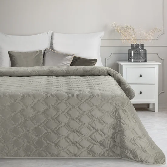 EUROFIRANY PREMIUM narzuta SOFIA 5 z welwetu pikowana metodą hot press - 170 x 210 cm - srebrny
