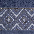 Ręcznik ALENA z bordiurą zdobioną geometrycznym wzorem ze  srebrną nitką - 70 x 140 cm - granatowy 2