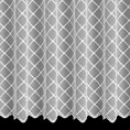 Tkanina firanowa mikrosiateczka zdobiona dwoma pasami geometrycznego haftu - 290 cm - biały 3
