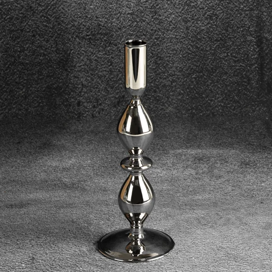 Świecznik dekoracyjny z dymionego szkła w nowoczesnym stylu - ∅ 9 x 25 cm - stalowy