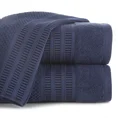 Ręcznik bawełniany ROSITA o ryżowej strukturze z żakardową bordiurą z geometrycznym wzorem, granatowy - 30 x 50 cm - granatowy 1