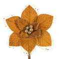 Świąteczny kwiat dekoracyjny z welwetu - 16 cm - złoty 2