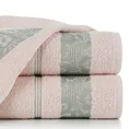 Ręcznik SYLWIA z żakardową kwiatową bordiurą - 50 x 90 cm - różowy 1