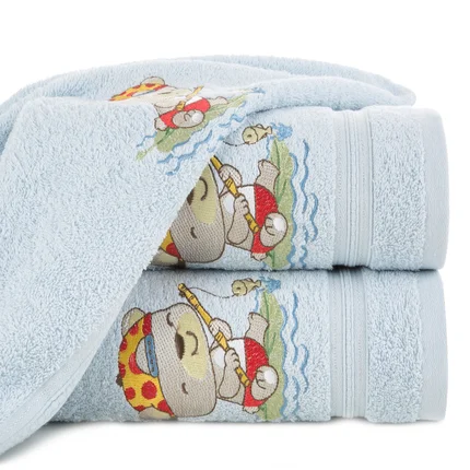 Ręcznik kąpielowy dziecięcy 50x90 cm bawełniany kolor niebieski z haftem misi 450 g/m2 BABY 51 Ręcznik kąpielowy dziecięcy 50x90 cm bawełniany kolor niebieski z haftem misi 450 g/m2 BABY 51 - 50 x 90 cm