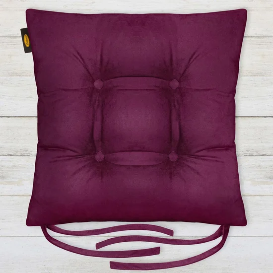 ADORE dwustronna welurowa poduszka siedziskowa na krzesło z czterema pikowaniami, gramatura 195 g/m2 - 40 x 40 x 8 cm - fioletowy