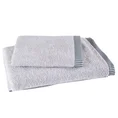Komplet 2 szt ręczników KOS z  ozdobną żakardową bordiurą w paseczki - 36 x 25 x 12 cm - srebrny 2