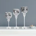 Świecznik szklany VENICE na wysmukłej nóżce ze srebrzystym kielichem o marmurkowej strukturze - ∅ 13 x 30 cm - biały 6