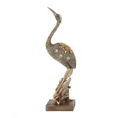 Czapla figurka ceramiczna srebrno-złota - 10 x 6 x 36 cm - srebrny 2