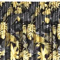 Zasłona BLER z miękkiego welwetu z nadrukiem egzotycznych szaro-żółtych liści - 140 x 270 cm - czarny 4