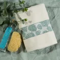 Komplet ręczników ALIA z roślinnym wzorem - 37 x 25 x 10 cm - miętowy 5