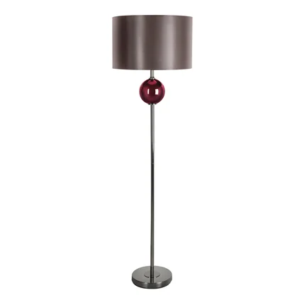Lampa stojąca MERRY na podstawie łączącej szkło i metal z welwetowym abażurem Lampa stojąca MERRY na podstawie łączącej szkło i metal z welwetowym abażurem - ∅ 46 x 157 cm