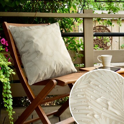 Poszewka GARDEN na taras oraz balkon z tkaniny wodoodpornej zdobiona motywem roślinnym 45 x 45 cm biały,beżowy | Eurofirany