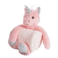 Zestaw dla dziecka koc z zabawką przytulanką różowy jednorożec - 100 x 75 cm - różowy 2