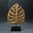 Liść monstery figurka dekoracyjna złota - 18 x 7 x 26 cm - złoty 1