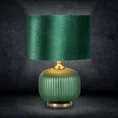 Lampa dekoracyjna na ceramicznej podstawie z welwetowym abażurem - ∅ 33 x 50 cm - zielony 1