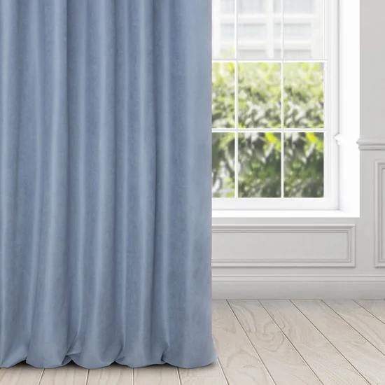 Zasłona ADELAIDE z miękkiej tkaniny o zamszowym chwycie i drobnym strukturalnym wzorze - 140 x 270 cm - ciemnoniebieski