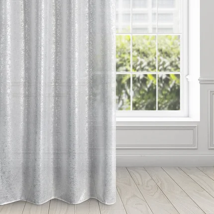 DESIGN 91 Zasłona z lekkiej tkaniny z nakrapianym srebrnym nadrukiem DESIGN 91 Zasłona z lekkiej tkaniny z nakrapianym srebrnym nadrukiem - 140 x 250 cm