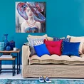 Obraz LADY ręcznie malowany na płótnie - 90 x 90 cm - ciemnoniebieski 3