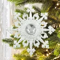 Ozdoba choinkowa GWIAZDKA dekorowana brokatem i kryształem - 12 x 12 cm - biały 1