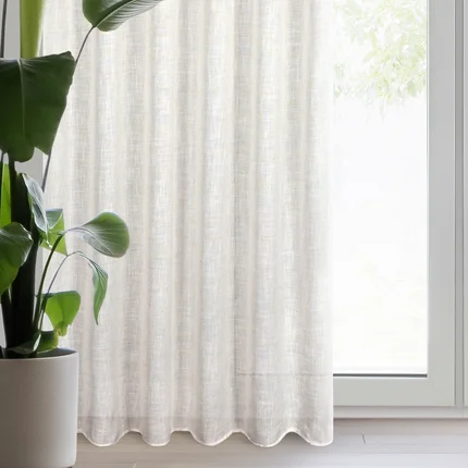 Zasłona naturalna w stylu boho z dodatkiem lnu i efektem deszczyku 140x270 cm taśma KARLI Zasłona naturalna w stylu boho z dodatkiem lnu i efektem deszczyku 140x270 cm taśma KARLI - 140 x 270 cm