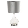 Lampa stołowa NELL na podstawie łączącej szkło i metal z welwetowym abażurem - ∅ 32 x 61 cm - popielaty 3