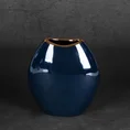 Wazon ceramiczny AMORA 1 o lśniącej powierzchni ze złotym detalem - 14 x 7 x 16 cm - granatowy 1