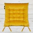 Dwustronna welwetowa poduszka siedziskowa na krzesło z szesnastoma pikowaniami, gramatura 260 g/m2 - 40 x 40 x 6 cm - musztardowy 1