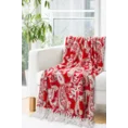 Koc  JANET miękki i miły w dotyku z motywem paisley i frędzlami - 150 x 200 cm - czerwony 1
