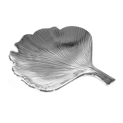 Patera z dolomitu IVA w kształcie liścia miłorzębu srebrna Patera z dolomitu IVA w kształcie liścia miłorzębu srebrna - 26 x 26 x 4 cm